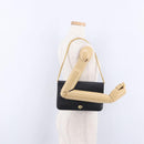Christian Dior Chain Shoulder Bag Leather Black Gold Auth 194112A-21