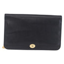 Christian Dior Chain Shoulder Bag Leather Black Gold Auth 194112A-13