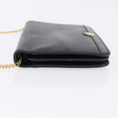 Christian Dior Chain Shoulder Bag Leather Black Gold Auth 194112A-4