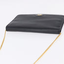Christian Dior Chain Shoulder Bag Leather Black Gold Auth 194112A-6