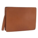 LOEWE Clutch Bag Leather Brown Gold Tone Auth 194113-1