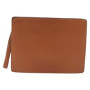 LOEWE Clutch Bag Leather Brown Gold Tone Auth 194113-2