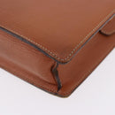 LOEWE Clutch Bag Leather Brown Gold Tone Auth 194113-9