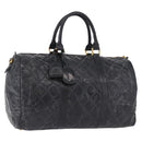 CHANEL Bicolore Boston Bag Patent Black Gold Tone CC Auth 194114-1