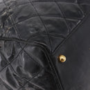 CHANEL Bicolore Boston Bag Patent Black Gold Tone CC Auth 194114-10