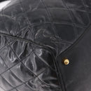 CHANEL Bicolore Boston Bag Patent Black Gold Tone CC Auth 194114-12