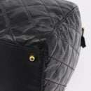CHANEL Bicolore Boston Bag Patent Black Gold Tone CC Auth 194114-13