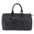 CHANEL Bicolore Boston Bag Patent Black Gold Tone CC Auth 194114-2