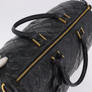 CHANEL Bicolore Boston Bag Patent Black Gold Tone CC Auth 194114-6