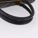 CHANEL Bicolore Boston Bag Patent Black Gold Tone CC Auth 194114-7