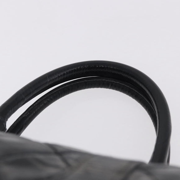CHANEL Bicolore Boston Bag Patent Black Gold Tone CC Auth 194114
