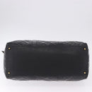 CHANEL Bicolore Boston Bag Patent Black Gold Tone CC Auth 194114-9