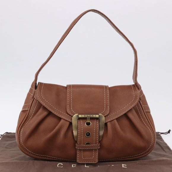 CELINE Hand Bag Leather Brown Auth 194115V