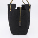 PRADA Chain Shoulder Bag Nylon Black Gold Tone Auth 194116-3