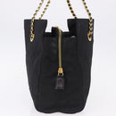 PRADA Chain Shoulder Bag Nylon Black Gold Tone Auth 194116-4