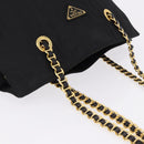 PRADA Chain Shoulder Bag Nylon Black Gold Tone Auth 194116-6