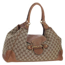 GUCCI GG Canvas Horsebit Tote Bag Beige Gold 223958 Auth 194118V-1