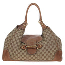 GUCCI GG Canvas Horsebit Tote Bag Beige Gold 223958 Auth 194118V-2