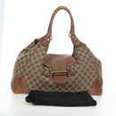 GUCCI GG Canvas Horsebit Tote Bag Beige Gold 223958 Auth 194118V-25