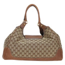 GUCCI GG Canvas Horsebit Tote Bag Beige Gold 223958 Auth 194118V-3