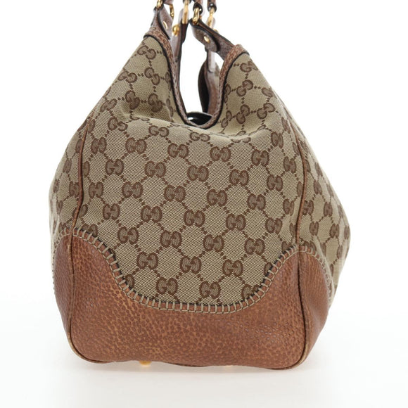 GUCCI GG Canvas Horsebit Tote Bag Beige Gold 223958 Auth 194118V