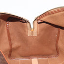 CELINE Macadam Boston Bag PVC Leather Brown Gold Tone Auth 194119A-21