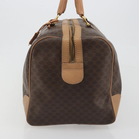 CELINE Macadam Boston Bag PVC Leather Brown Gold Tone Auth 194119A