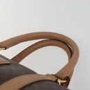 CELINE Macadam Boston Bag PVC Leather Brown Gold Tone Auth 194119A-14