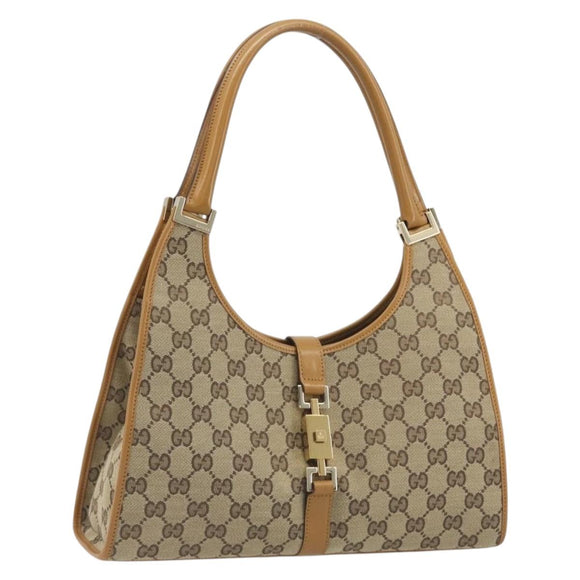 GUCCI GG Canvas Jackie Shoulder Bag Beige Gold 002 1067 1705 Auth 194125V