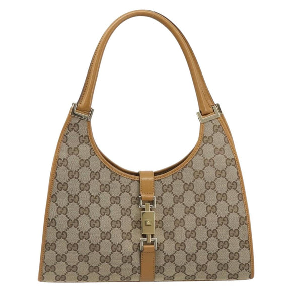 GUCCI GG Canvas Jackie Shoulder Bag Beige Gold 002 1067 1705 Auth 194125V