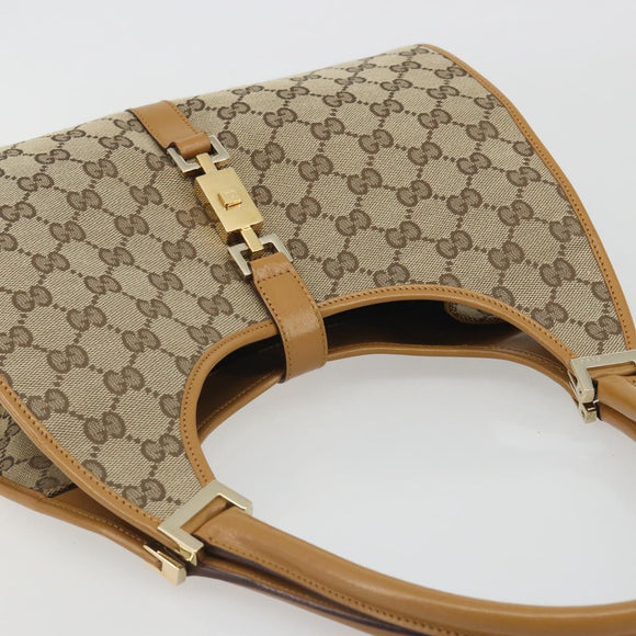 GUCCI GG Canvas Jackie Shoulder Bag Beige Gold 002 1067 1705 Auth 194125V