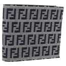 FENDI Zucchino Canvas Bifold Wallet Navy Auth 194127M-1