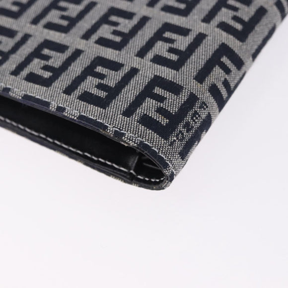 FENDI Zucchino Canvas Bifold Wallet Navy Auth 194127M