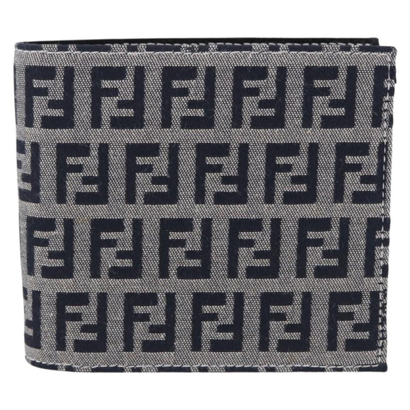 FENDI Zucchino Canvas Bifold Wallet Navy Auth 194127M