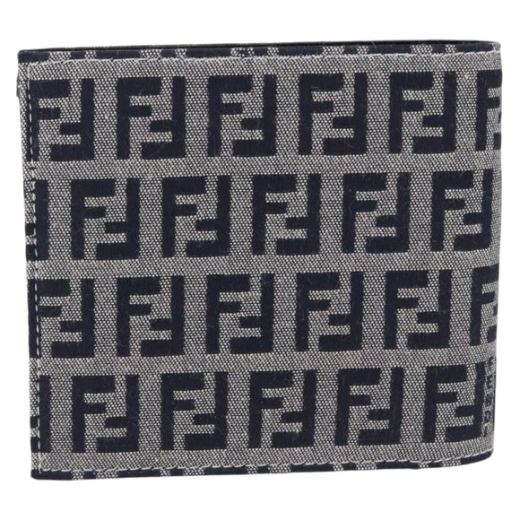 FENDI Zucchino Canvas Bifold Wallet Navy Auth 194127M