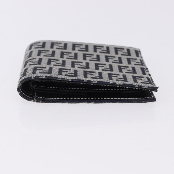 FENDI Zucchino Canvas Bifold Wallet Navy Auth 194127M