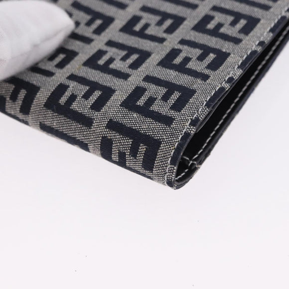 FENDI Zucchino Canvas Bifold Wallet Navy Auth 194127M