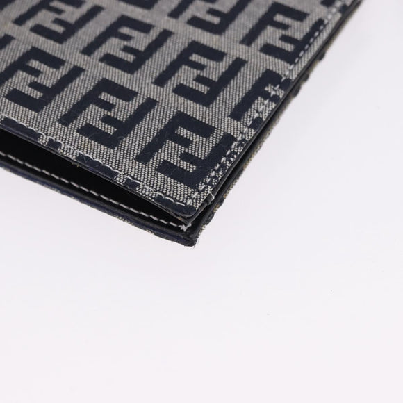 FENDI Zucchino Canvas Bifold Wallet Navy Auth 194127M