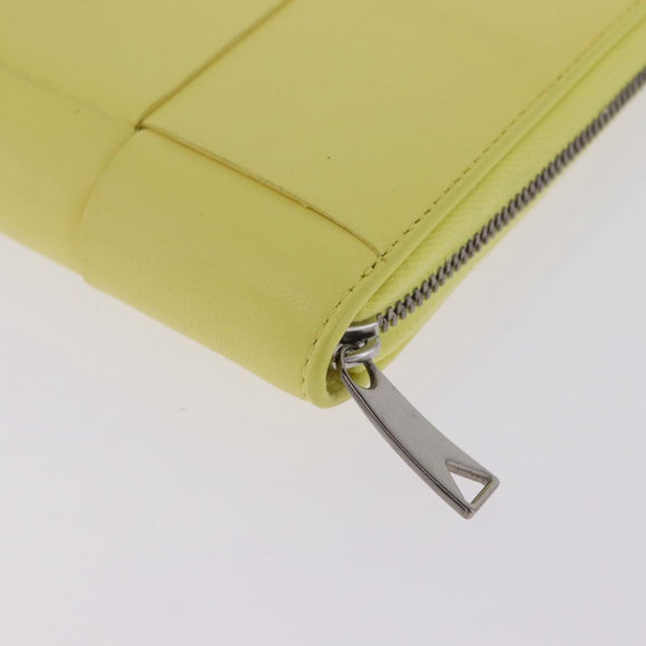 BOTTEGA VENETA MAXI INTRECCIATO Long Wallet Leather Yellow Silver Auth 194128M