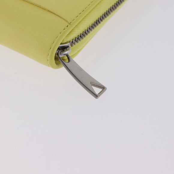 BOTTEGA VENETA MAXI INTRECCIATO Long Wallet Leather Yellow Silver Auth 194128M