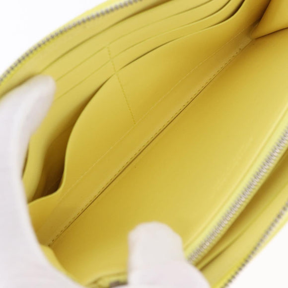 BOTTEGA VENETA MAXI INTRECCIATO Long Wallet Leather Yellow Silver Auth 194128M