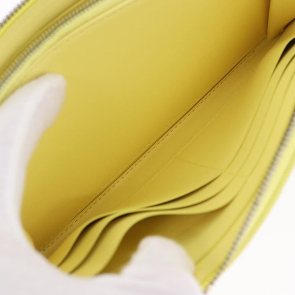 BOTTEGA VENETA MAXI INTRECCIATO Long Wallet Leather Yellow Silver Auth 194128M