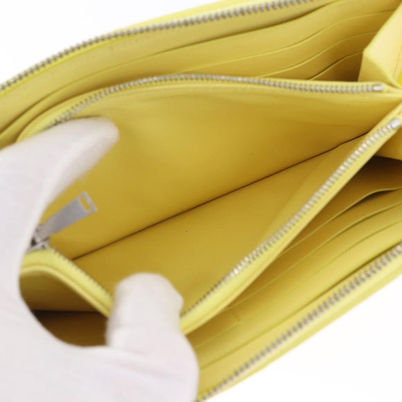 BOTTEGA VENETA MAXI INTRECCIATO Long Wallet Leather Yellow Silver Auth 194128M