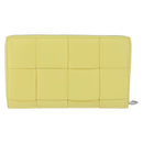 BOTTEGA VENETA MAXI INTRECCIATO Long Wallet Leather Yellow Silver Auth 194128M-2