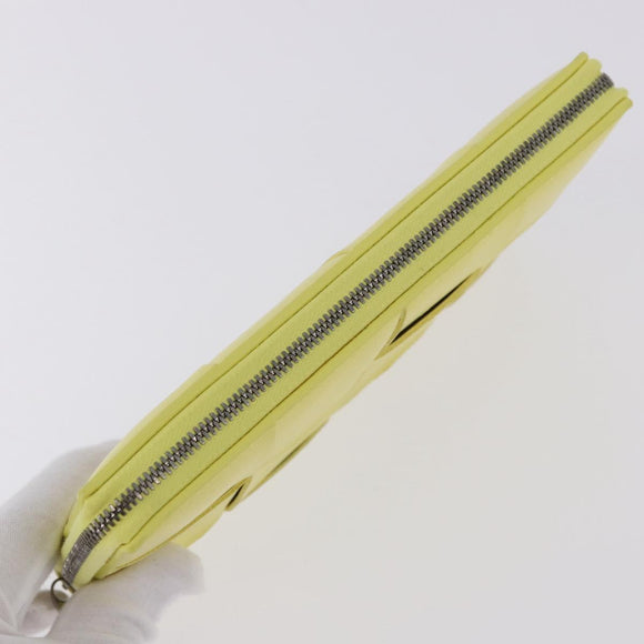 BOTTEGA VENETA MAXI INTRECCIATO Long Wallet Leather Yellow Silver Auth 194128M