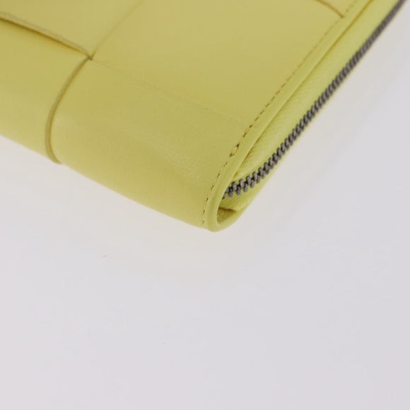 BOTTEGA VENETA MAXI INTRECCIATO Long Wallet Leather Yellow Silver Auth 194128M