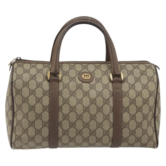 GUCCI GG Supreme Hand Bag PVC Leather Beige Gold Tone 002 123 6842 Auth 194131