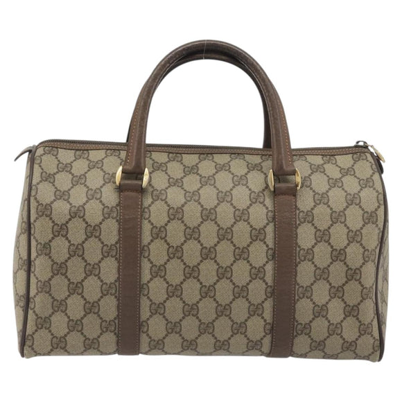 GUCCI GG Supreme Hand Bag PVC Leather Beige Gold Tone 002 123 6842 Auth 194131