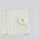 CHANEL Bicolore Bifold Wallet Caviar Skin White Gold Tone CC Auth 194133A-18