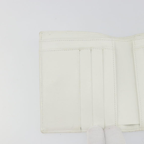 CHANEL Bicolore Bifold Wallet Caviar Skin White Gold Tone CC Auth 194133A